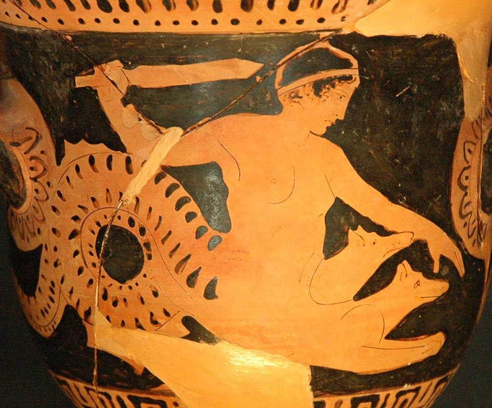 Scylla peinte sur une céramique grecque antique à figures rouges