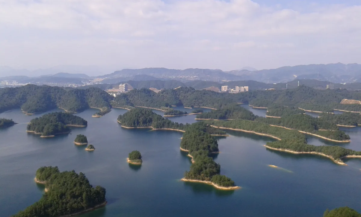 Qiandao Lake, China, beneath which lies the sunken city of Shi Cheng