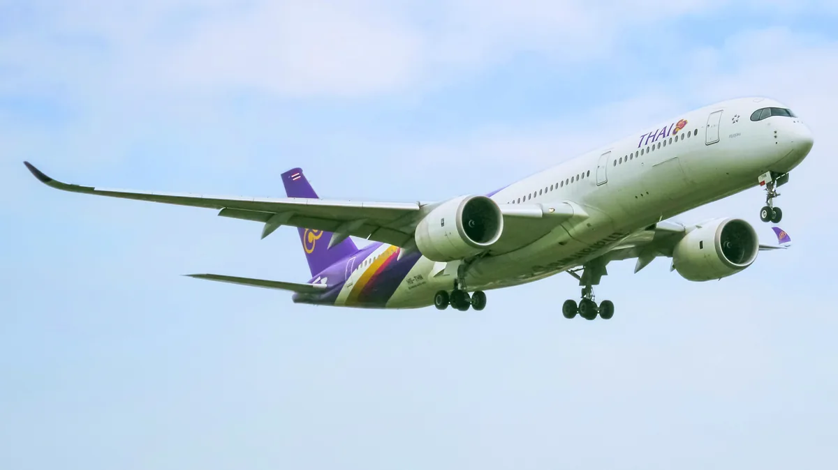 Airbus A350 de Thai Airways en aproximación